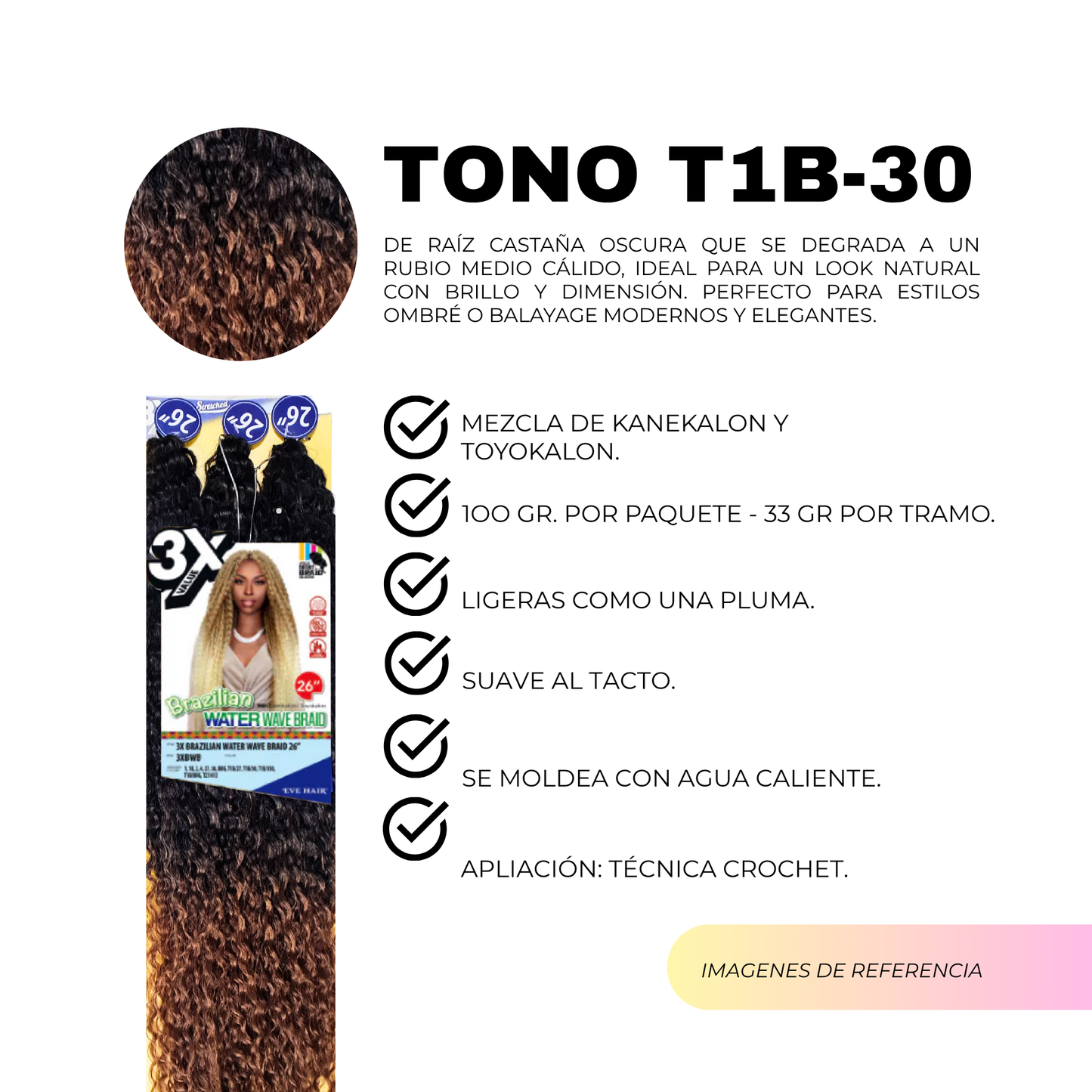 3X Brazilian Water Wave Braid 26" / Tono T1B-30