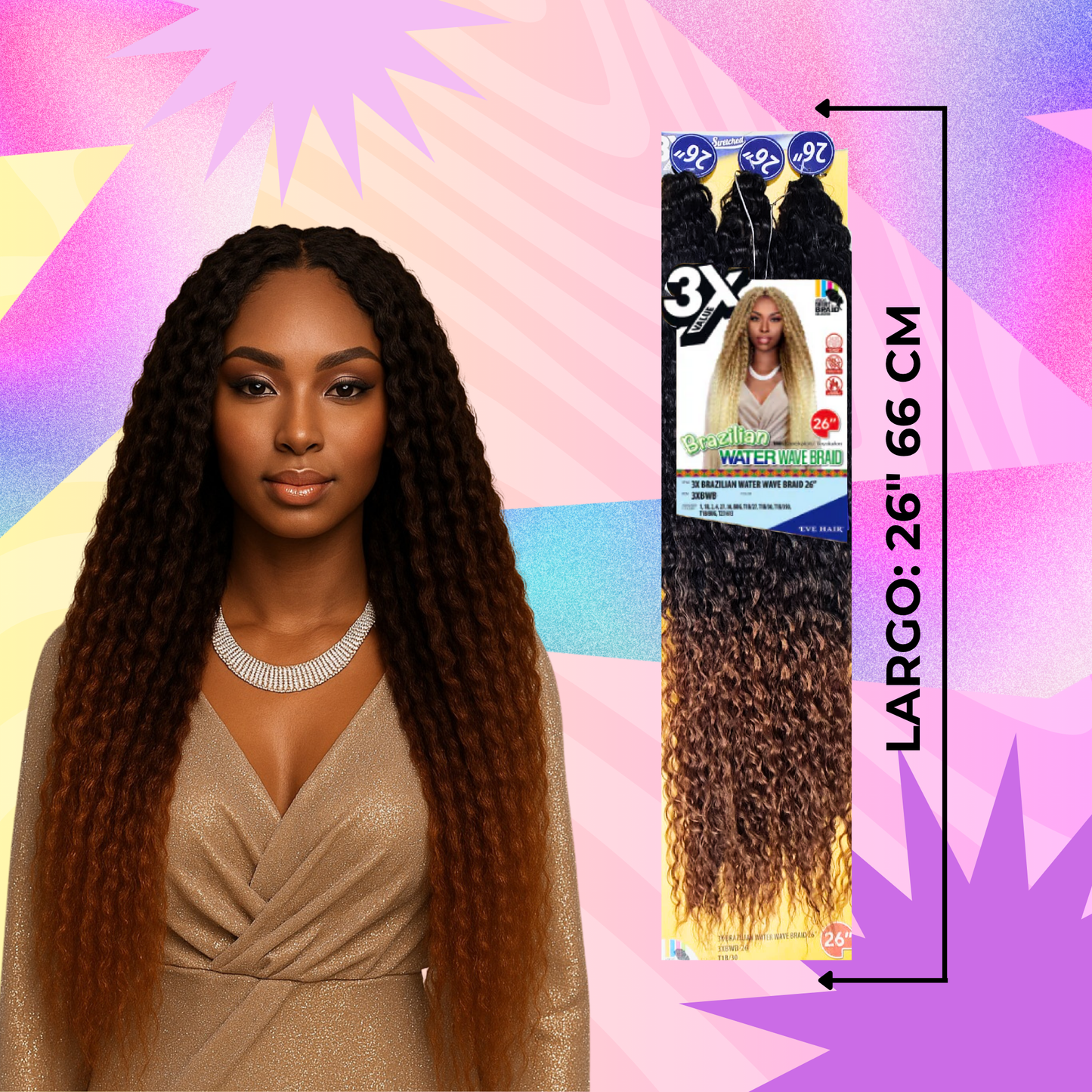 3X Brazilian Water Wave Braid 26" / Tono T1B-30