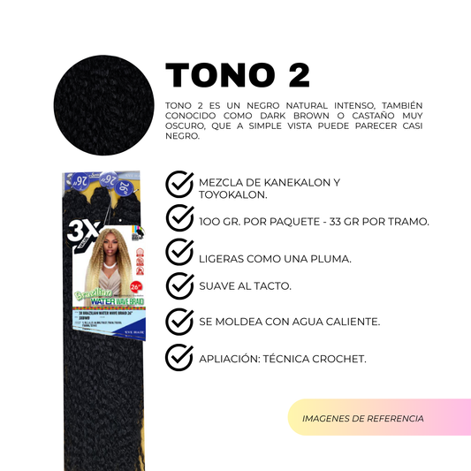 3X Brazilian Water Wave Braid 26" / Tono 2