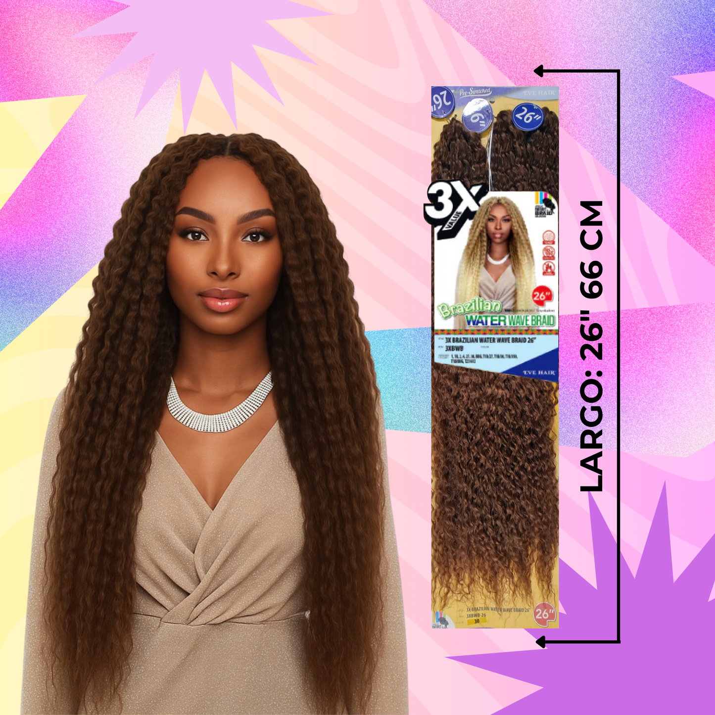 3X Brazilian Water Wave Braid 26" / Tono 30