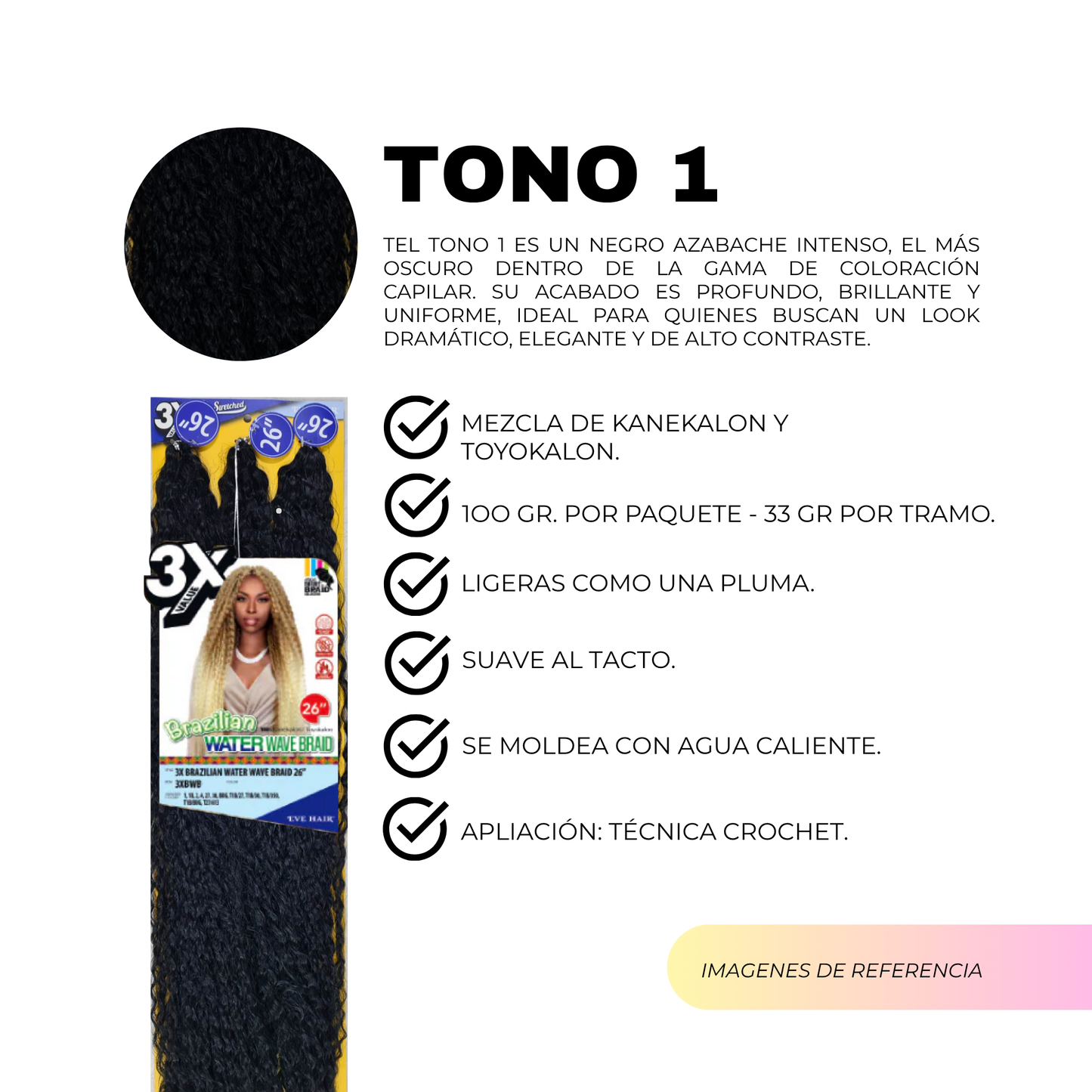 3X Brazilian Water Wave Braid 26" / Tono 1