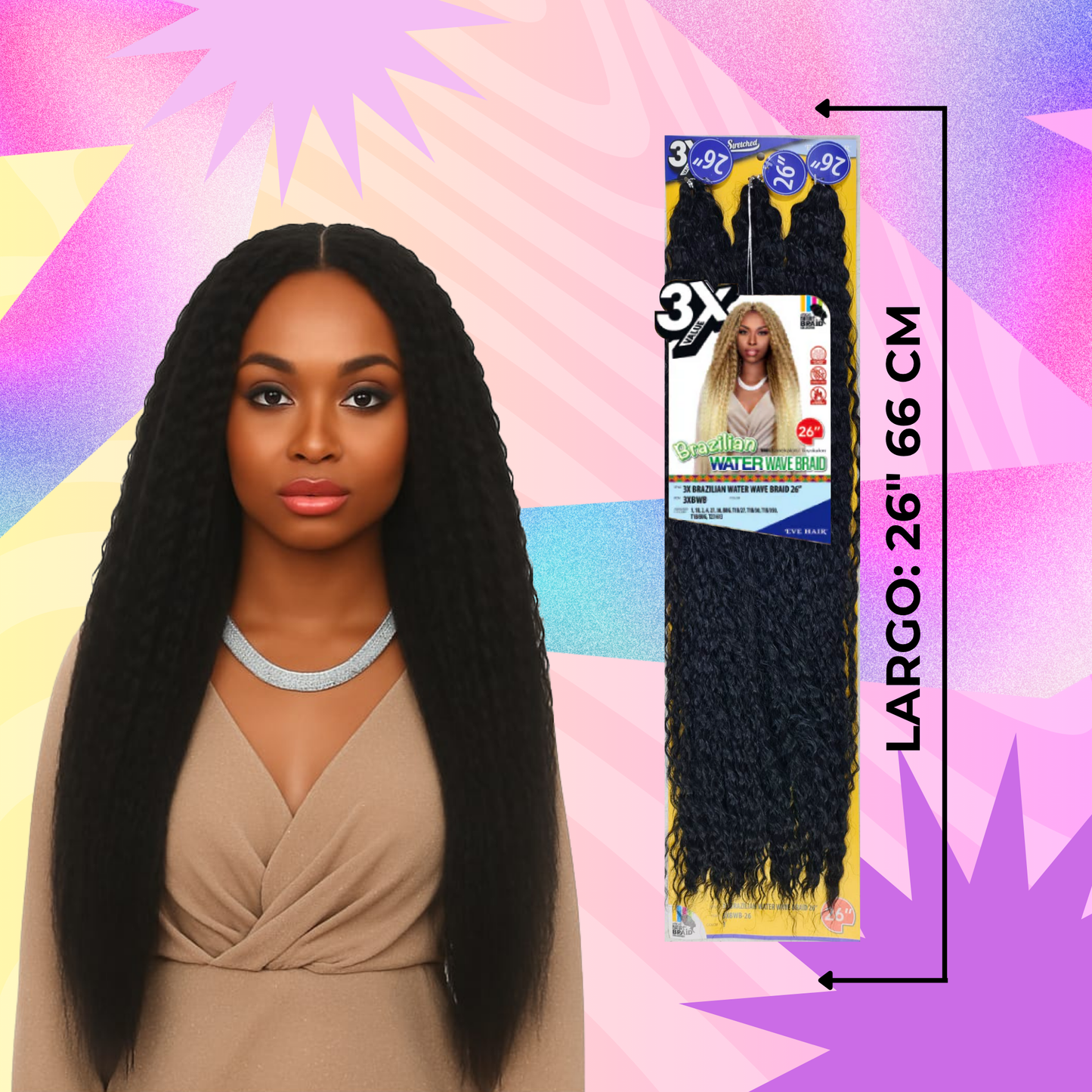 3X Brazilian Water Wave Braid 26" / Tono 1