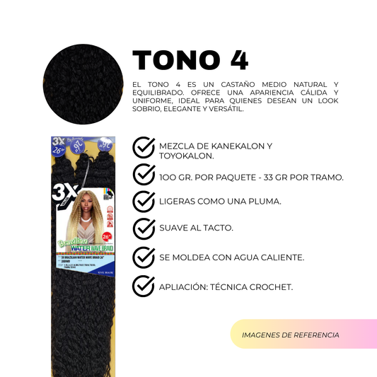 3X Brazilian Water Wave Braid 26" / Tono 4