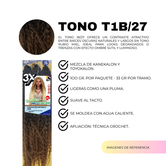 3X Brazilian Water Wave Braid 26" / Tono T1B/27