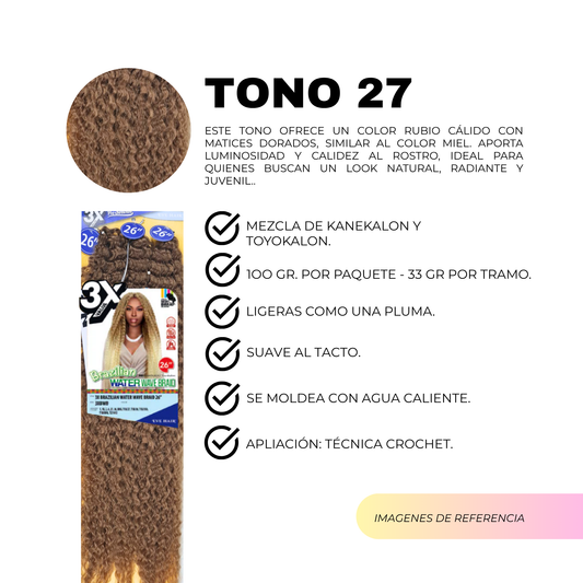 3X Brazilian Water Wave Braid 26" / Tono 27