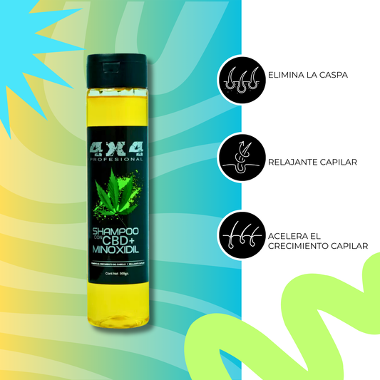 Pack de 2 Shampoo 4X4 CBD + Minoxidil | Anticaída y Control Caspa