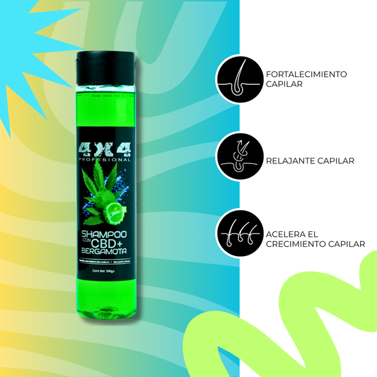Pack de 2 Shampoo 4X4 CBD + Bergamota | Estimula el Crecimiento del Cabello
