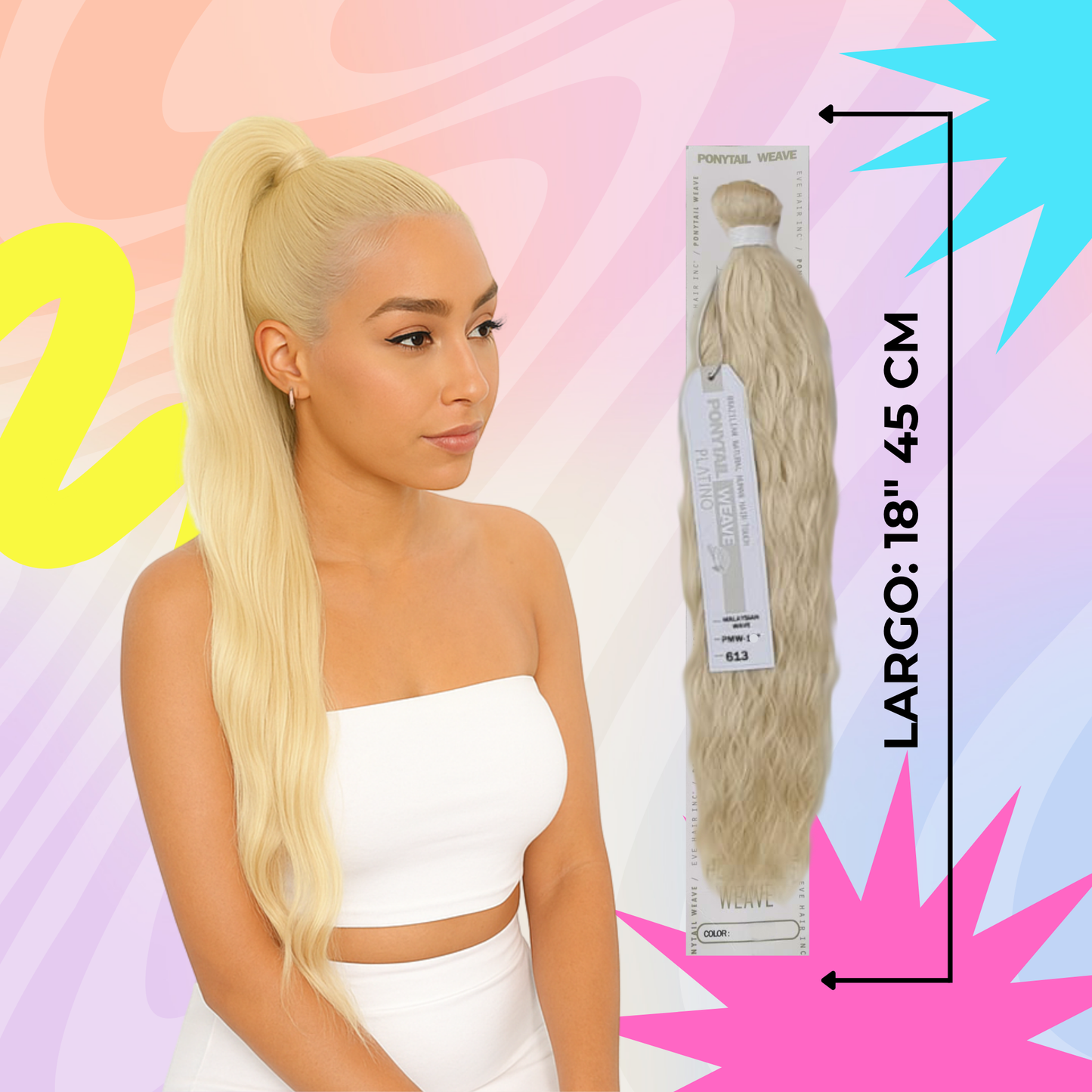 Ponytail Weave Malaysian Wave 18" / Tono 613