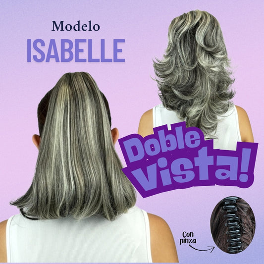 Chongo Postizo Doble Vista Mediano Mist Fashion Balayage Gris Tono P4/613