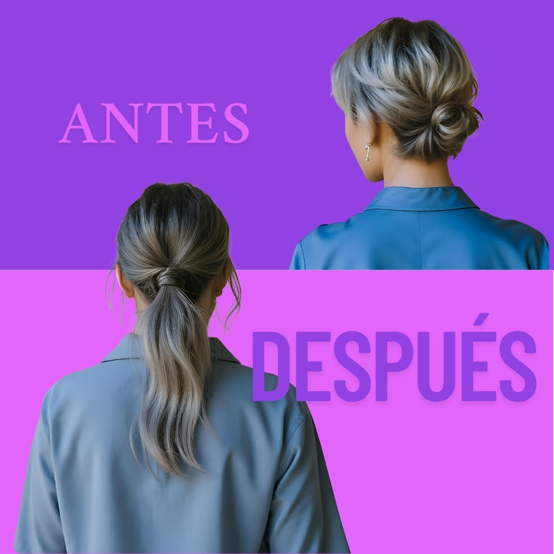 Chongo Postizo Doble Vista Mediano Mist Fashion Balayage Gris Tono P4/613
