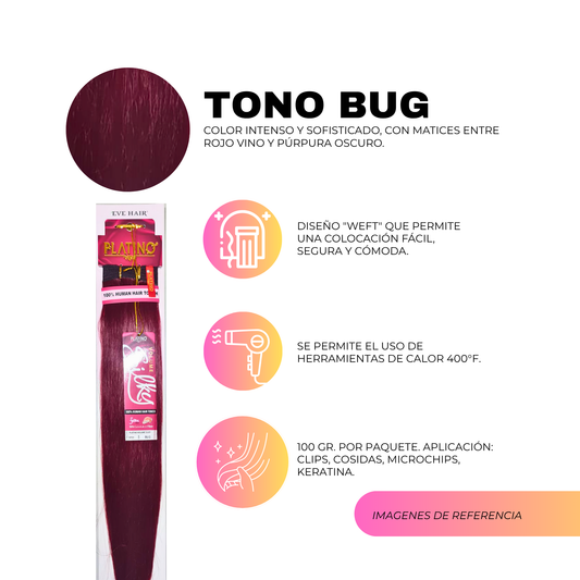 Platino Volume Silky - Ponytail Cabello Liso 22" / Tono Bug