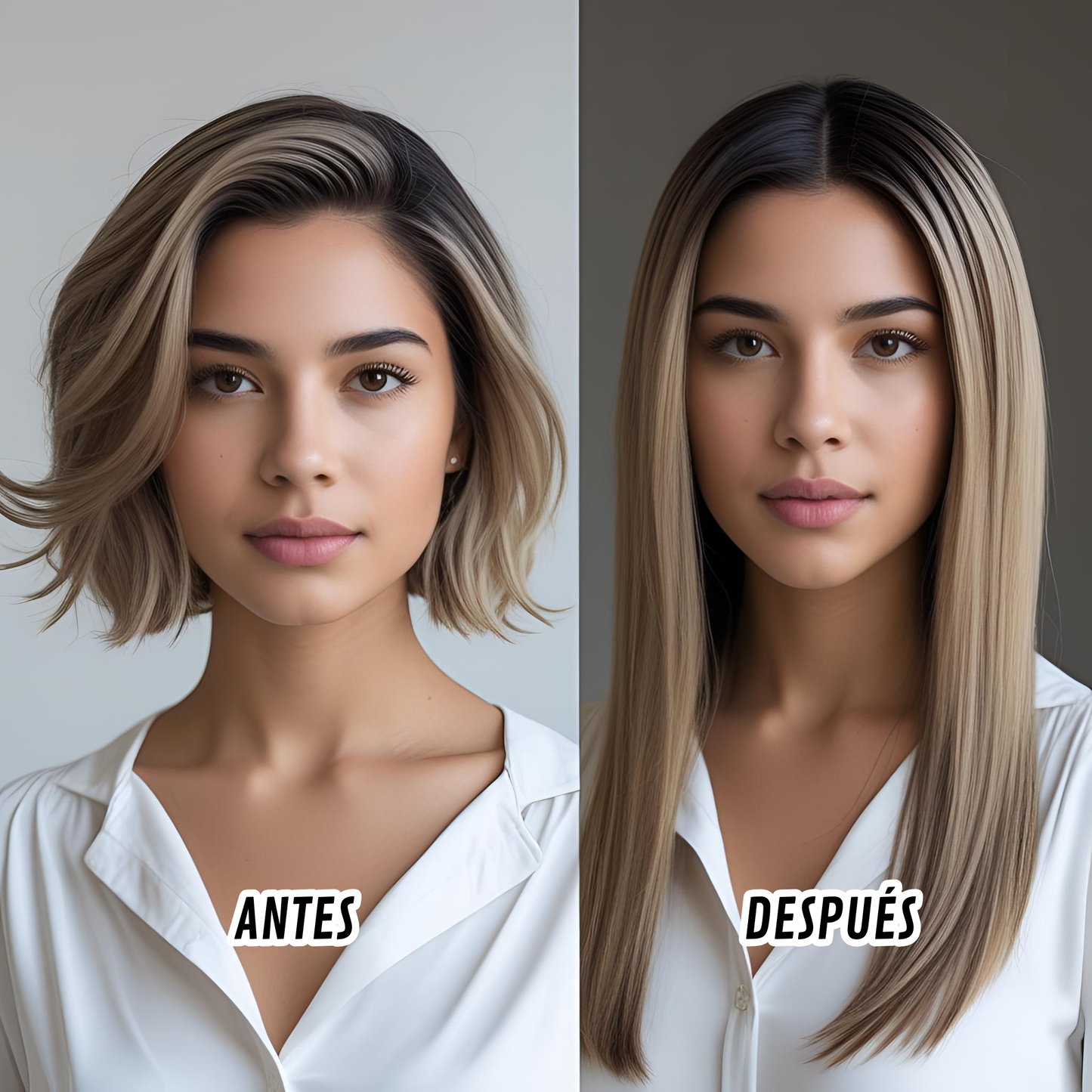 Platino Volume Silky - Ponytail Cabello Liso 22" / Tono Ashblonde