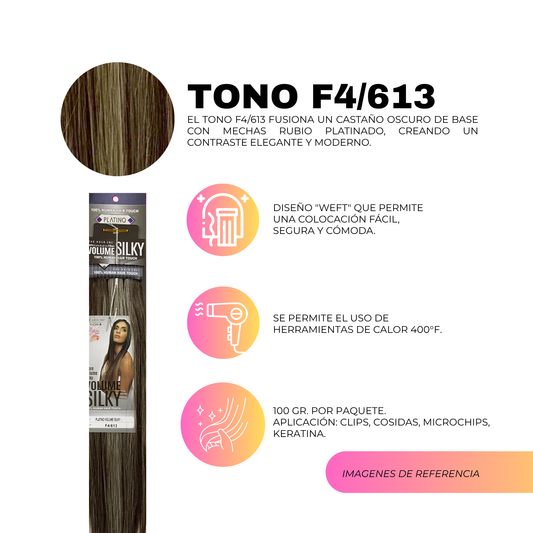 Platino Volume Silky - Ponytail Cabello Liso 22" / Tono F4/613