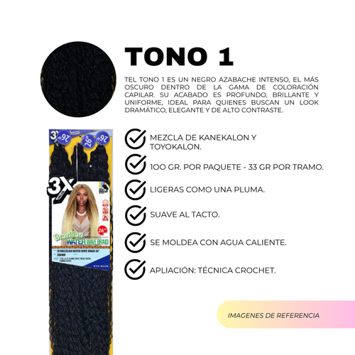 3X Brazilian Water Wave Braid 26" / Tono 1