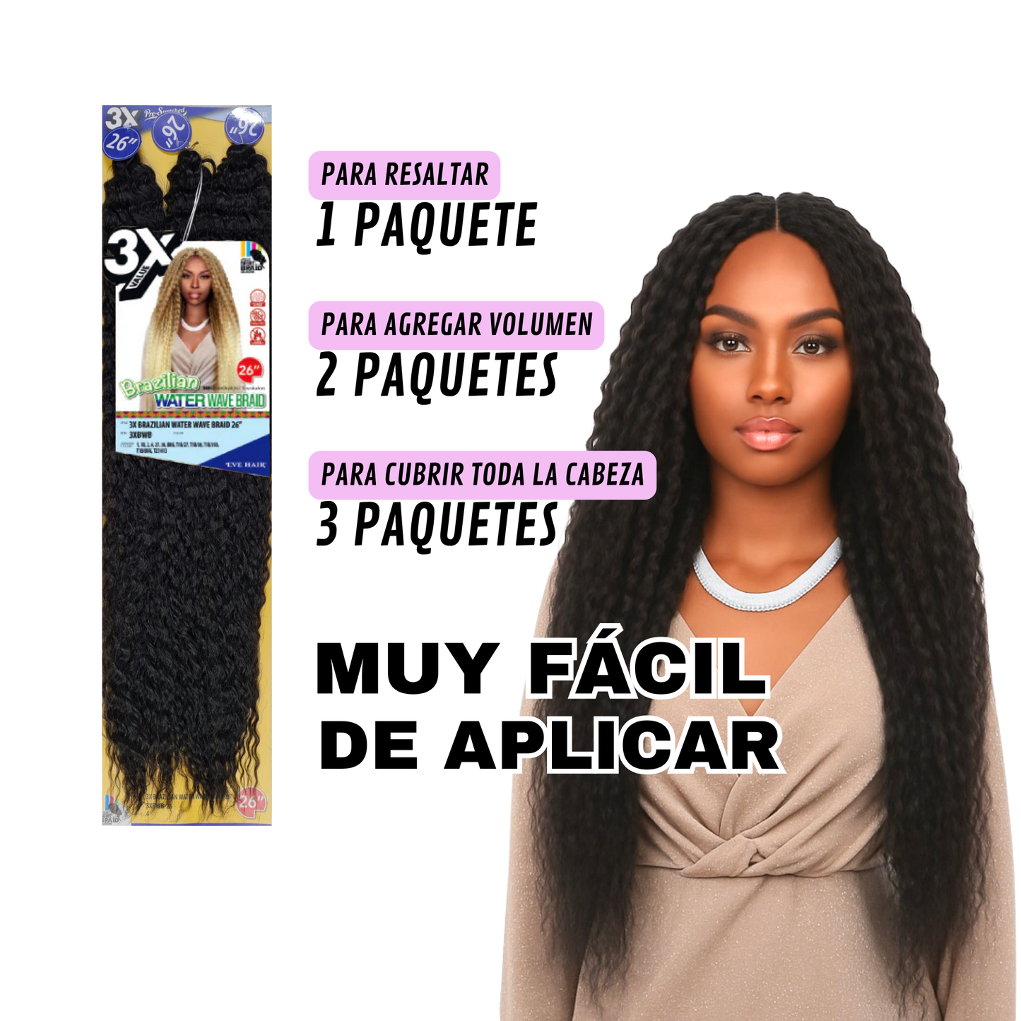 3X Brazilian Water Wave Braid 26" / Tono 4
