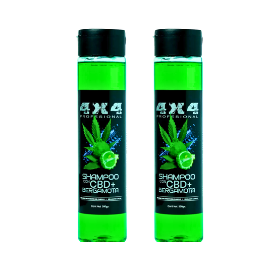 Pack de 2 Shampoo 4X4 CBD + Bergamota | Estimula el Crecimiento del Cabello