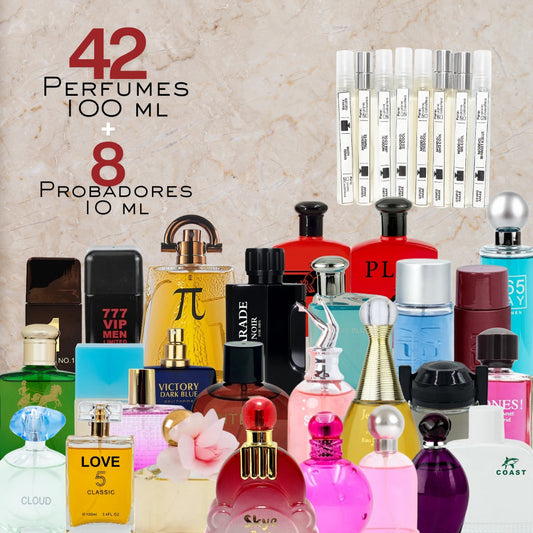 Lote 42 Perfumes EBC Dama y Caballero + 8 probadores Cliente Emprendedor