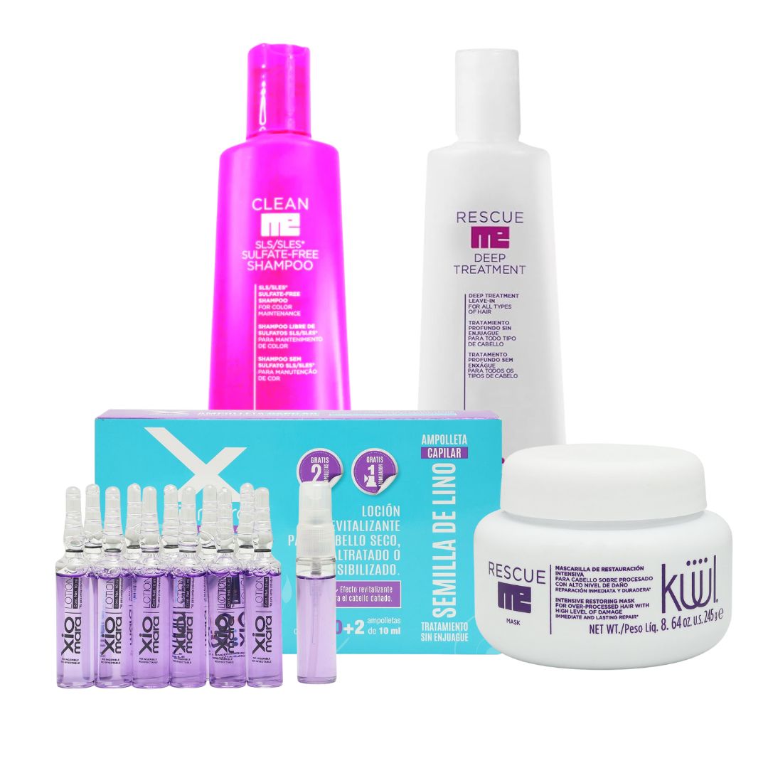 Efecto Cabello Saludable: 12 ampolletas Lino + Deep Treat Me+ Mascarilla Rescue Me