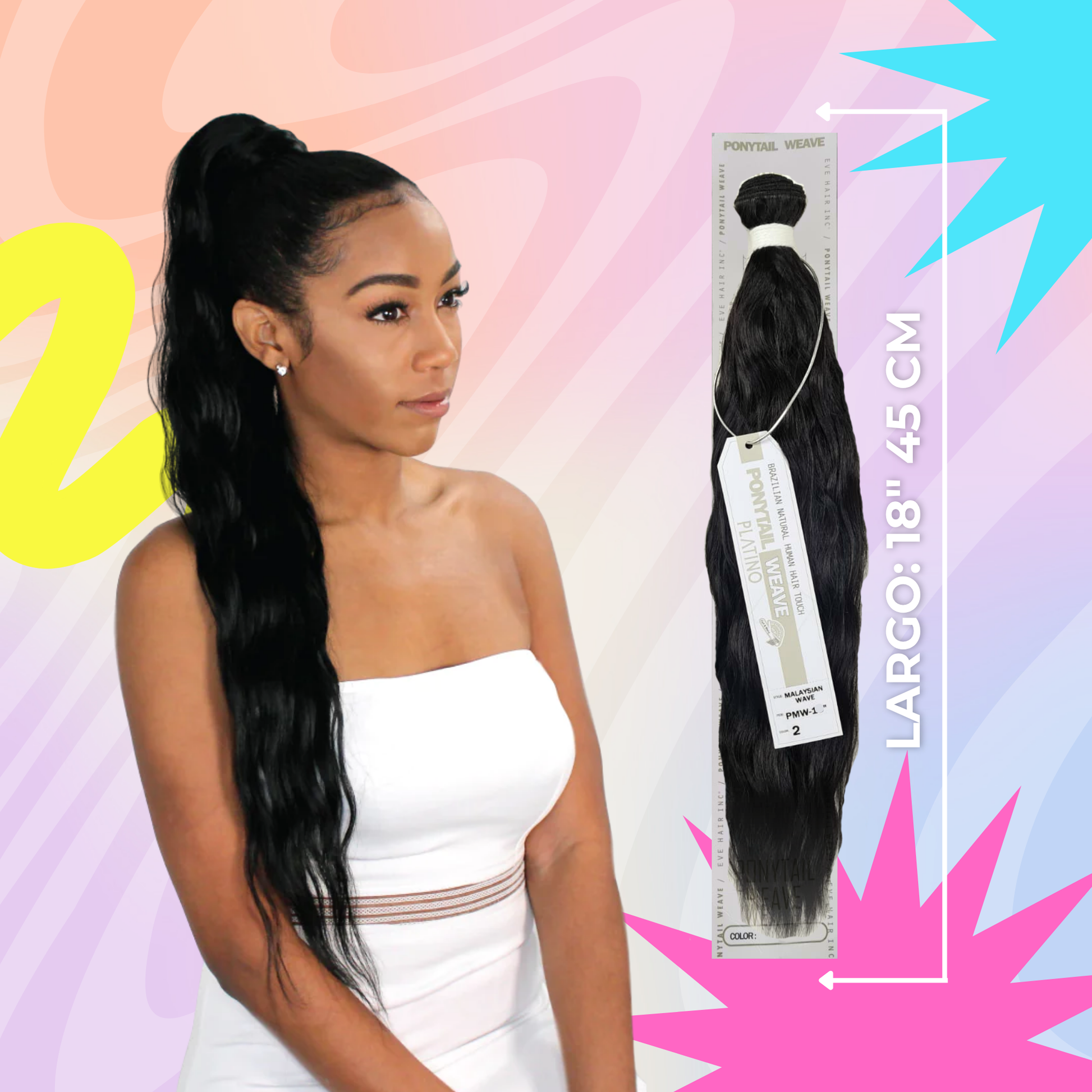 Ponytail Weave Malaysian Wave 18" / Tono 2
