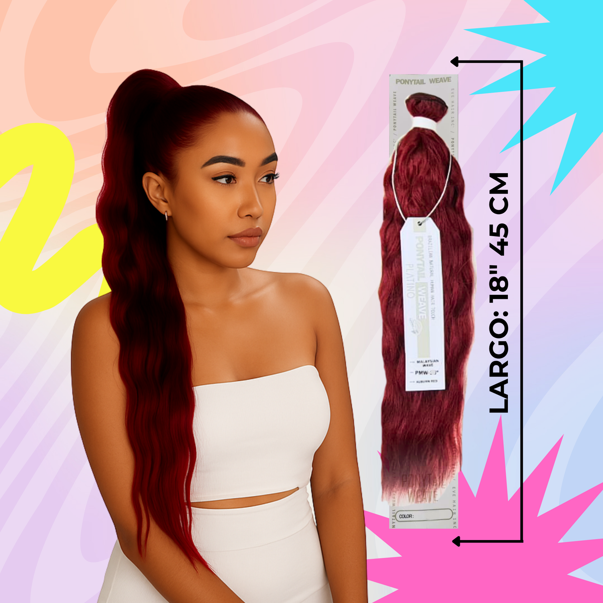 Ponytail Weave Malaysian Wave 18" / Auburn red