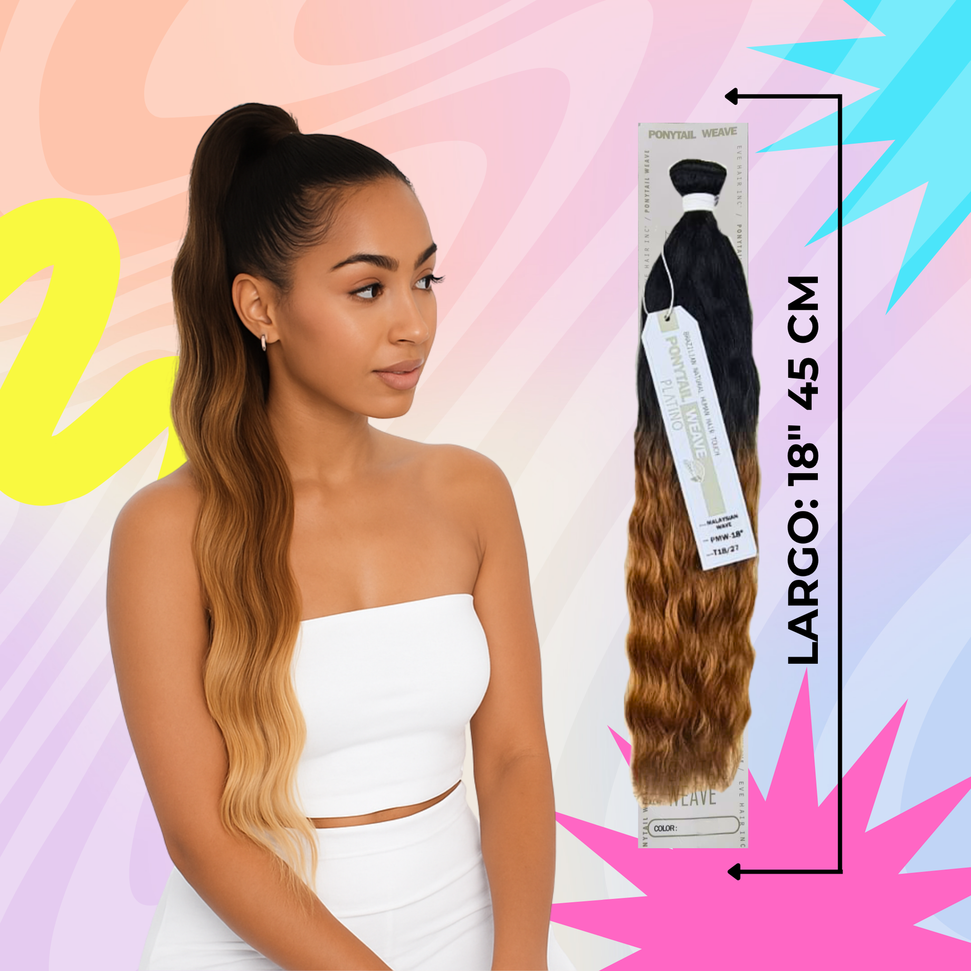 Ponytail Weave Malaysian Wave 18" / Tono T1B/27
