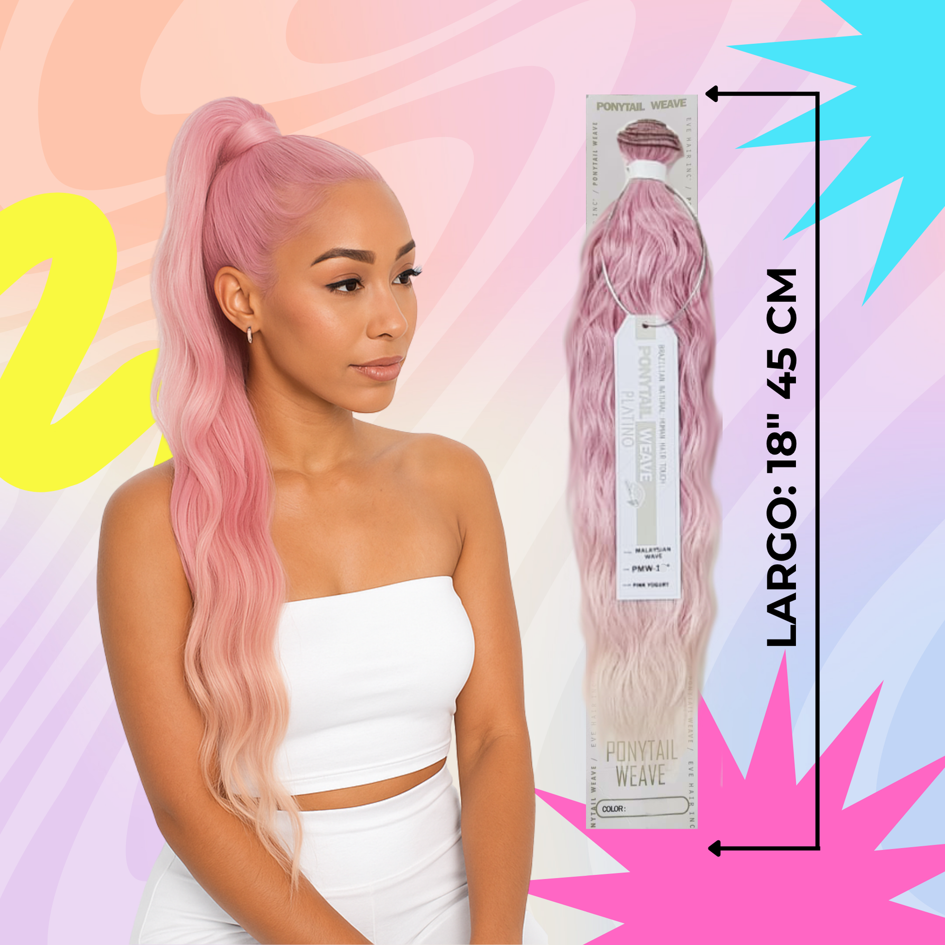 Ponytail Weave Malaysian Wave 18" / Pink Yogurt