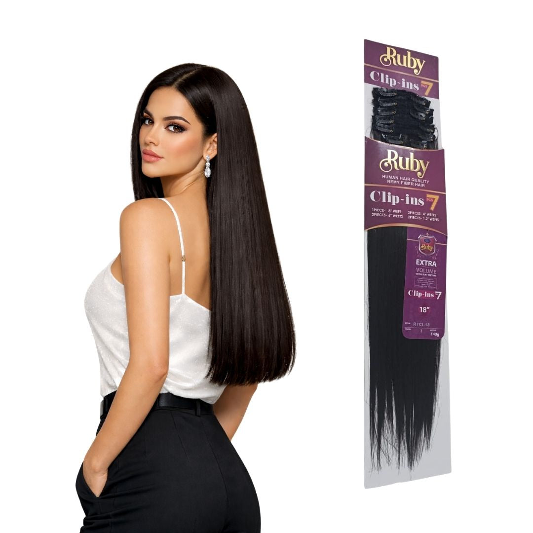 Extensión Ruby 18 In Cabello Fibra Natural Clip In 7