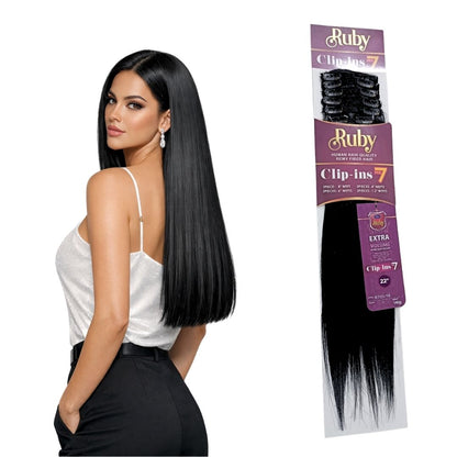 Extension Ruby 22in Cabello Fibra Natural Clip In 7