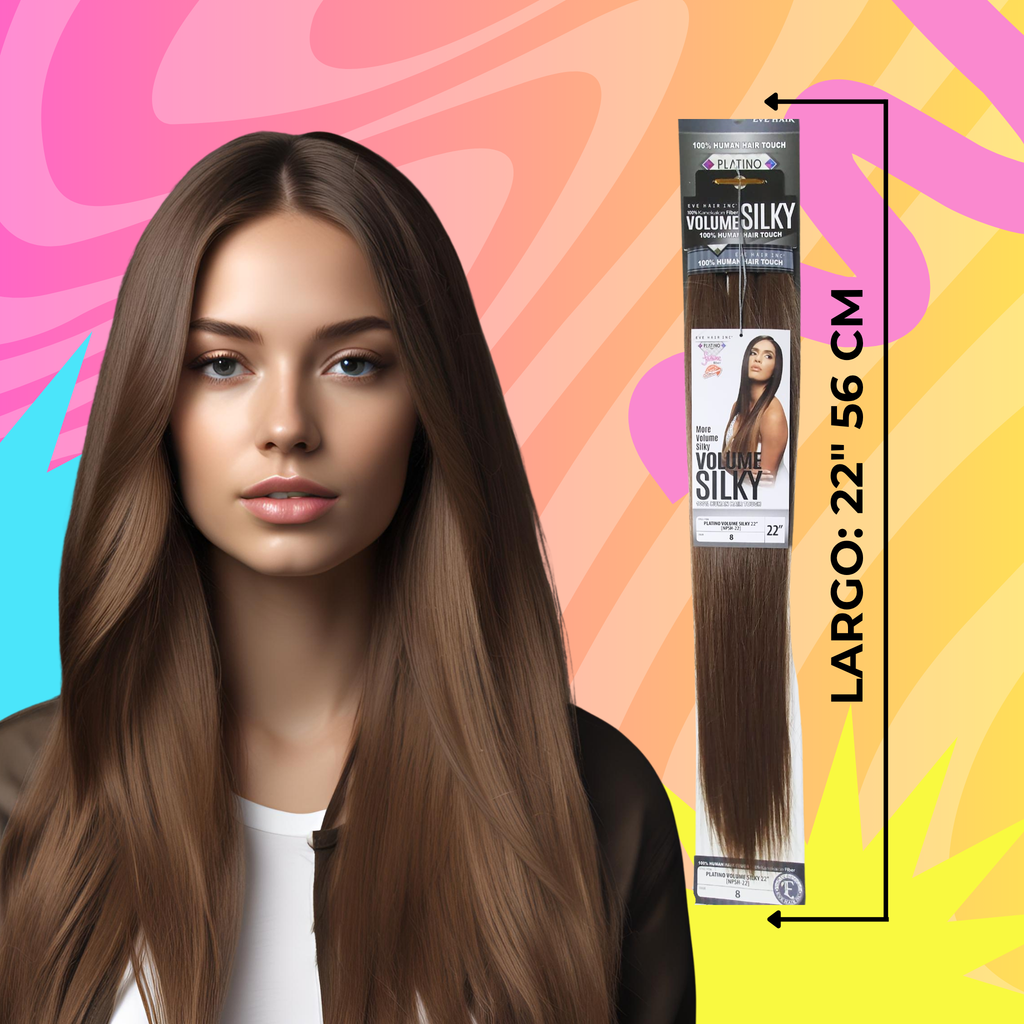 Platino Volume Silky - Ponytail Cabello Liso 22" / Tono 8