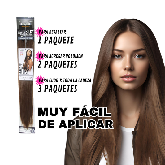 Platino Volume Silky - Ponytail Cabello Liso 22" / Tono 8