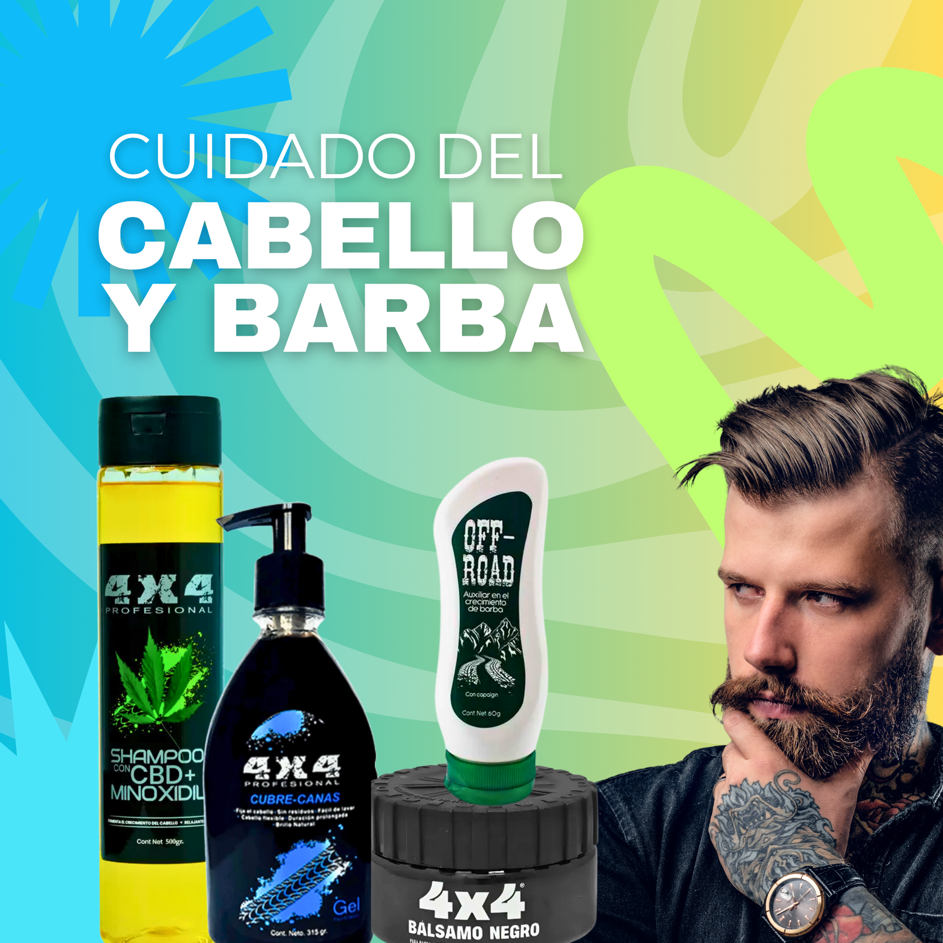 Kit 4x4 Profesional Cabello Y Barba | Anticaspa y Crecimiento