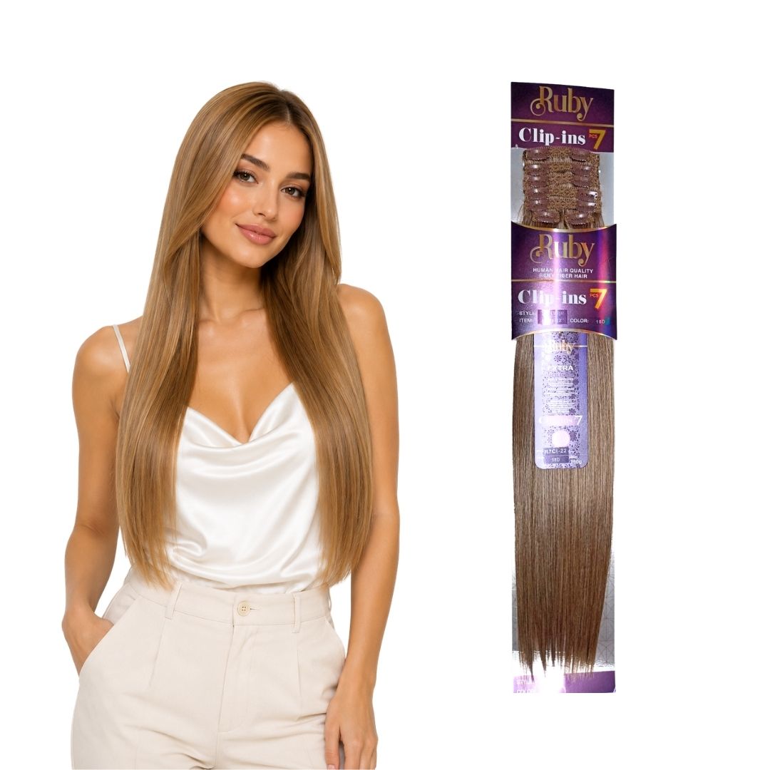 Extension Ruby 22in Cabello Fibra Natural Clip In 7