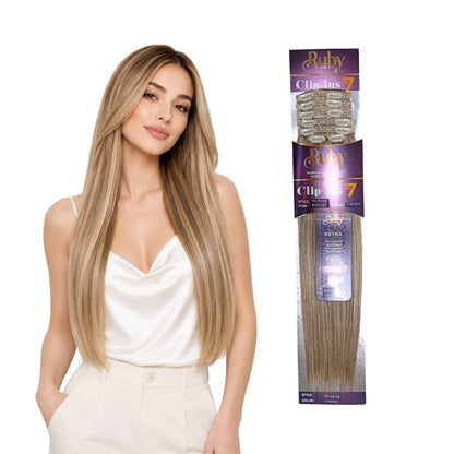 Extension Ruby 22in Cabello Fibra Natural Clip In 7
