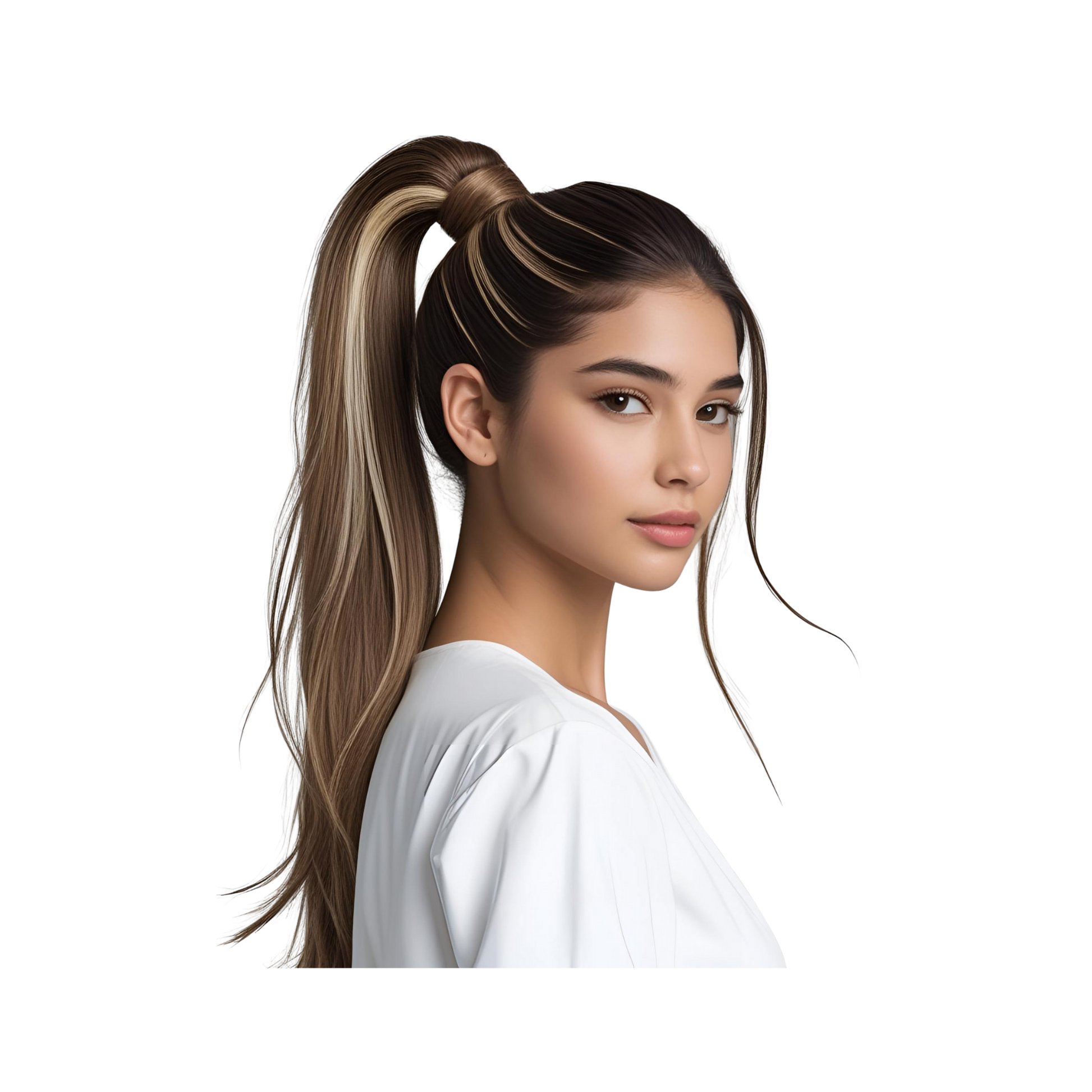 Platino Volume Silky - Ponytail Cabello Liso 22" / Tono F4/613