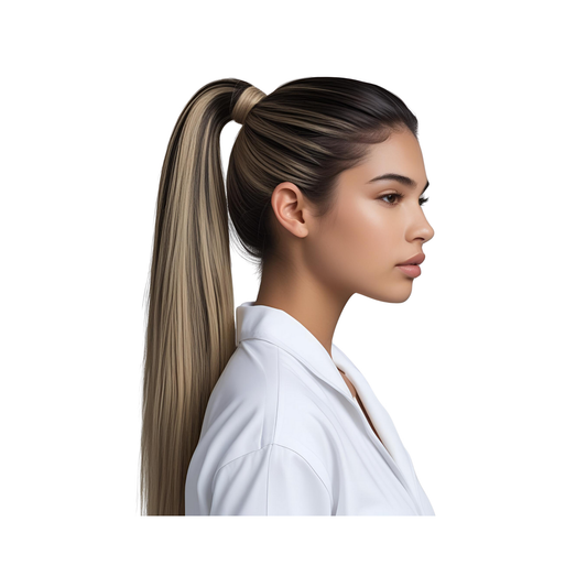 Platino Volume Silky - Ponytail Cabello Liso 22" / Tono Ashblonde