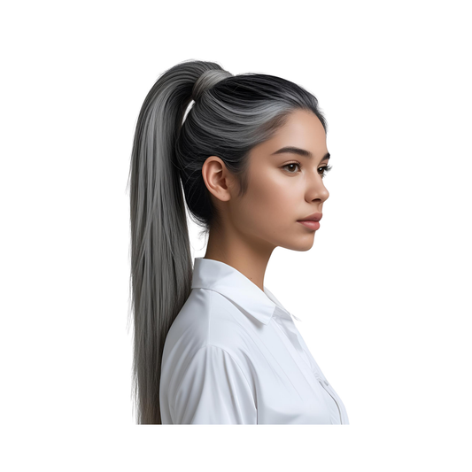 Platino Volume Silky - Ponytail Cabello Liso 22" / Tono M51