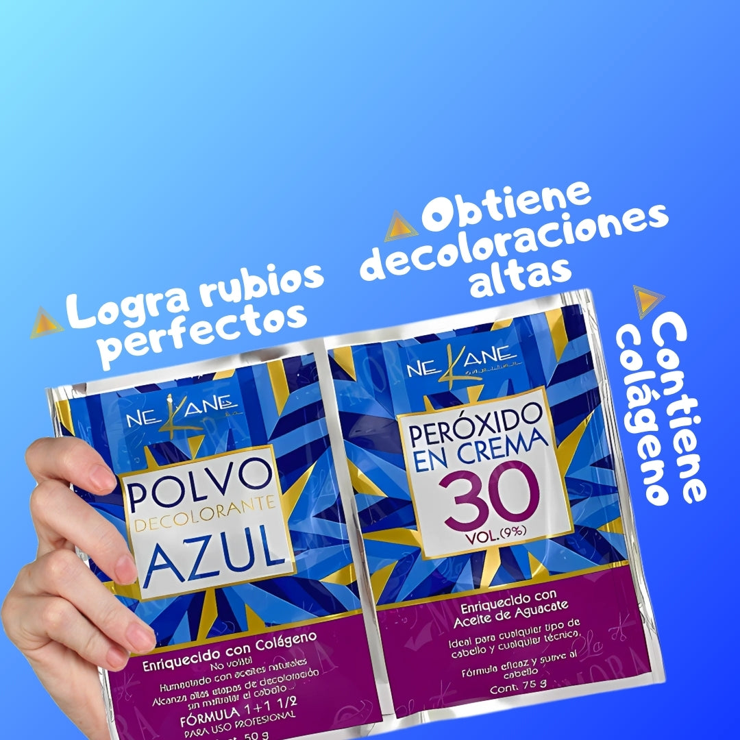 Kit Decoloración Canas Pro Nekane + 2 KuulPlex y 2 Ablandador de canas+ Matizantes Shampoo y Mascarilla